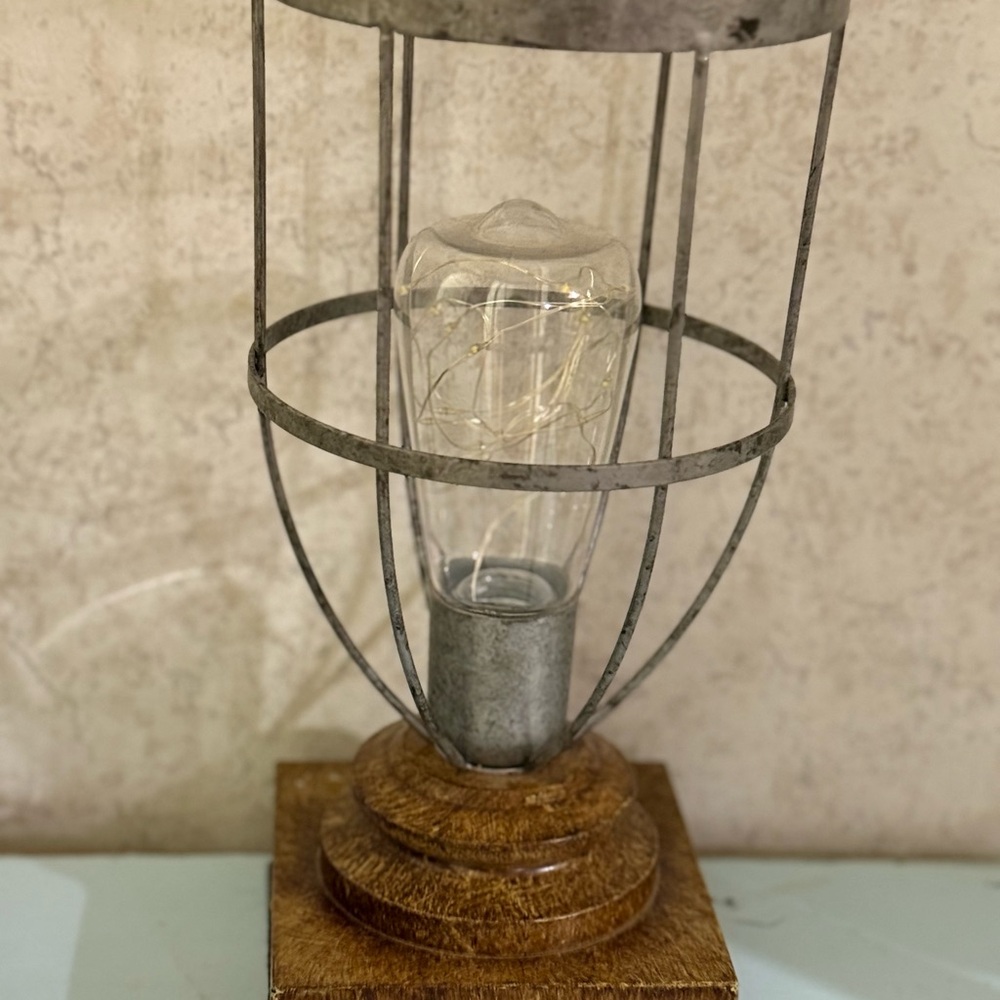 Rustic Metal and Wood Table Lamp SEVERAL BUNDLE ITEMS TAKE ALL FOR ONE PRICE